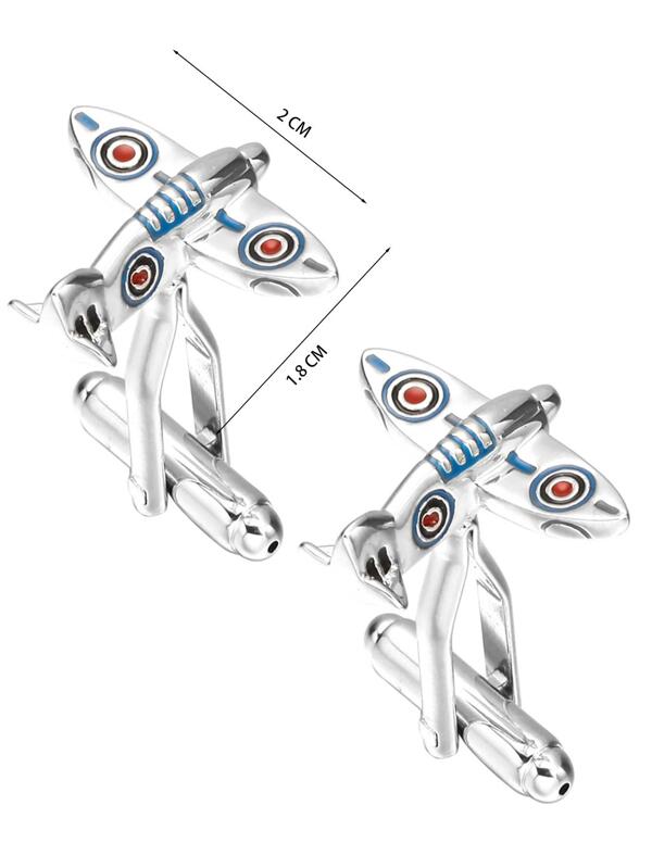 1pair Fashionable Plane Design Cufflinks For Men For Daily Decoration