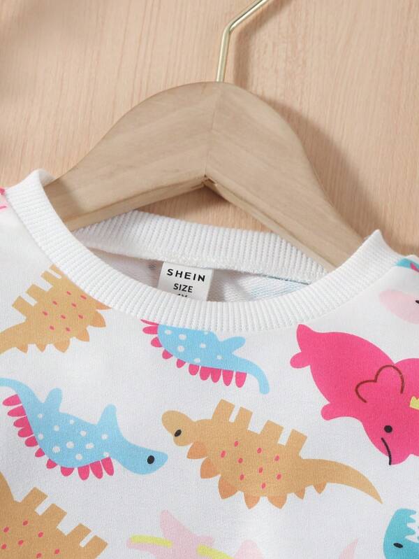 Young Girl Dinosaur Print Sweatshirt