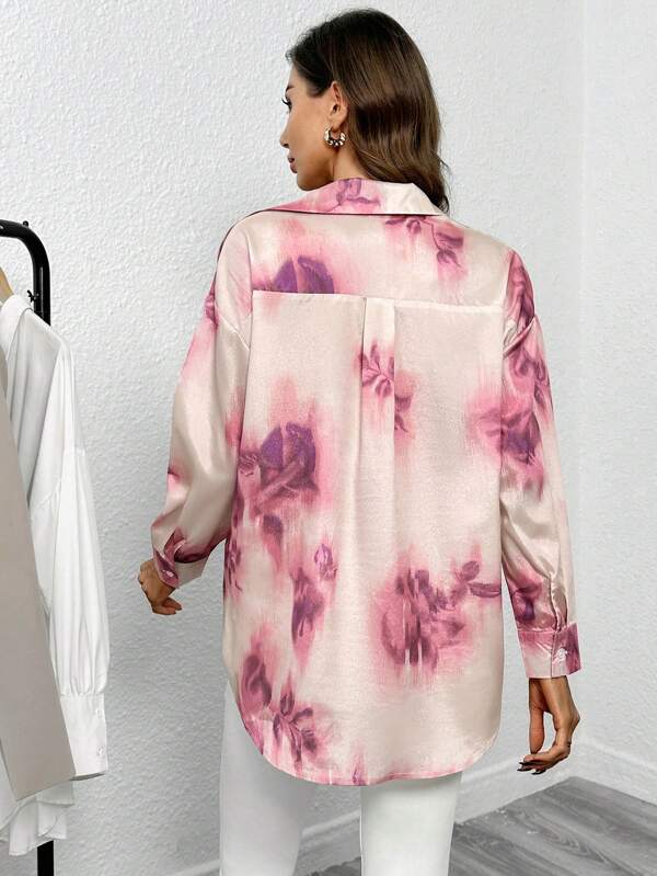 SHEIN Privé Tie Dye Drop Shoulder Shirt