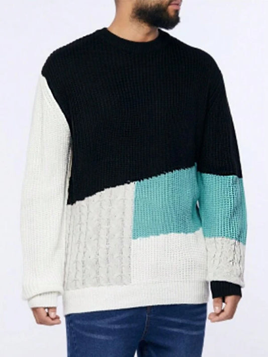 Manfinity LEGND Men Color Block Cable Knit Sweater