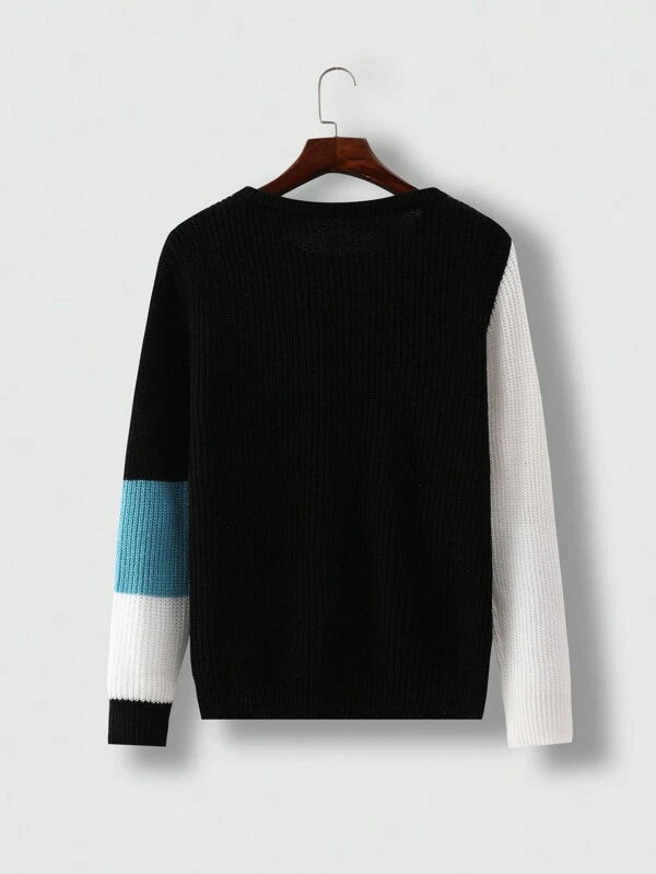 Manfinity LEGND Men Color Block Cable Knit Sweater