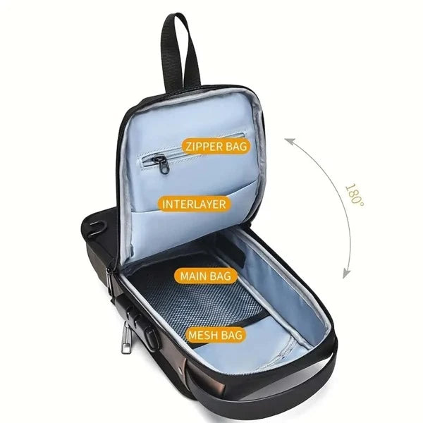 Single shoulder crossbody bag men's waterproof anti-theft large capacity chest bag USB charging shoulder bag small backpacks