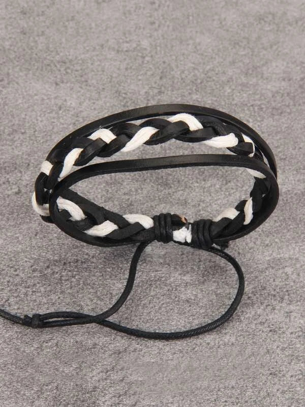 Men Two Tone Braided Bracelet For Daily Decoration For A Stylish Look