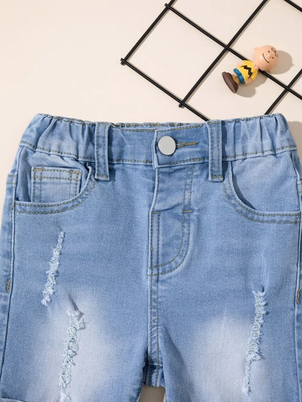 Toddler Boys Ripped Roll Hem Denim Shorts