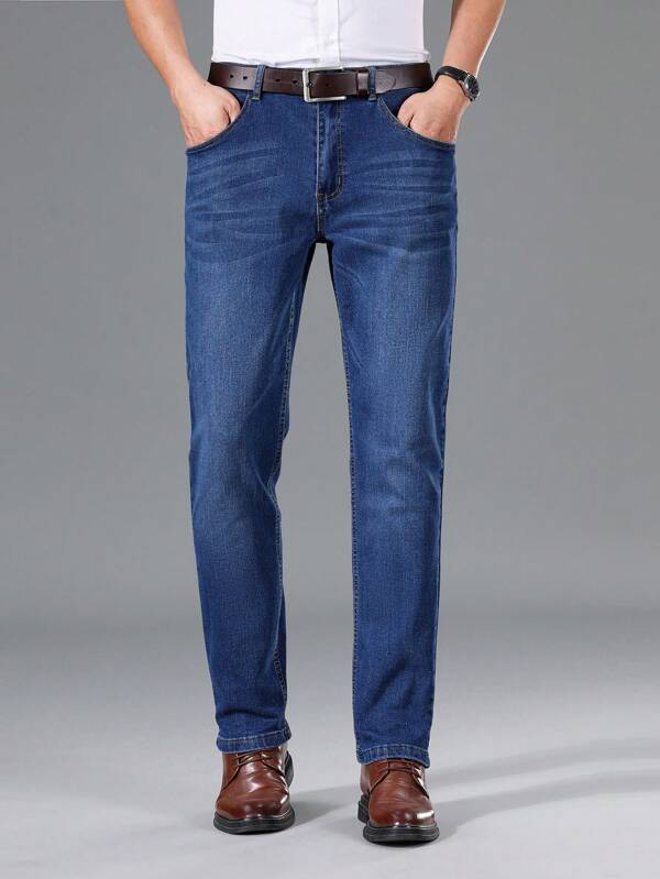 Manfinity Hypemode Men Slant Pocket Straight Leg Jeans Without Belt