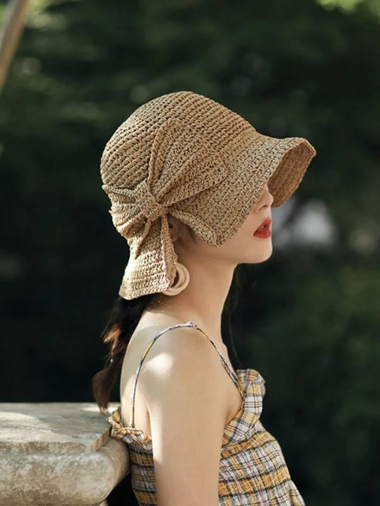 Bow Decor Straw Hat