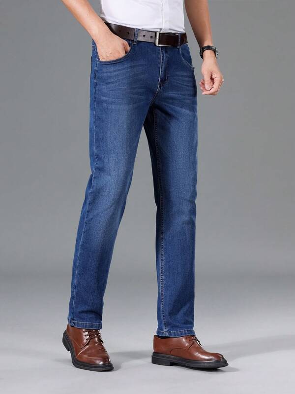 Manfinity Hypemode Men Slant Pocket Straight Leg Jeans Without Belt