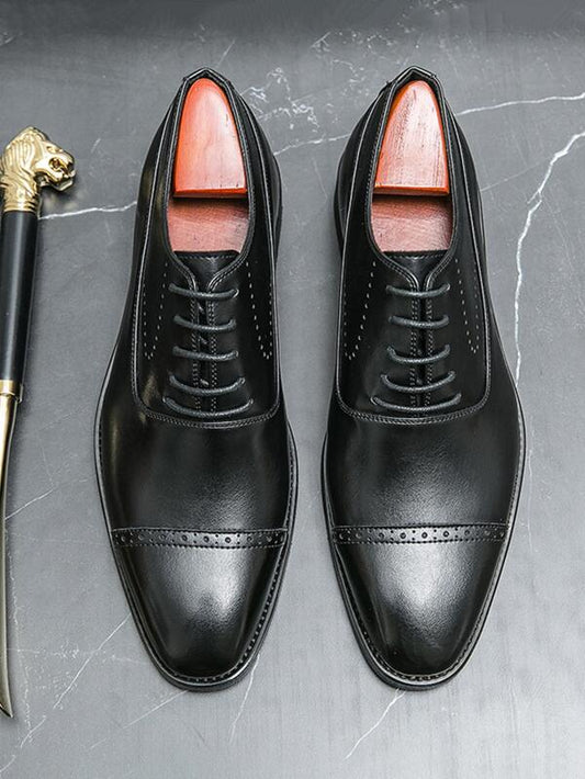 Men Lace-up Front Oxfords, Fashion Dress Shoes Black