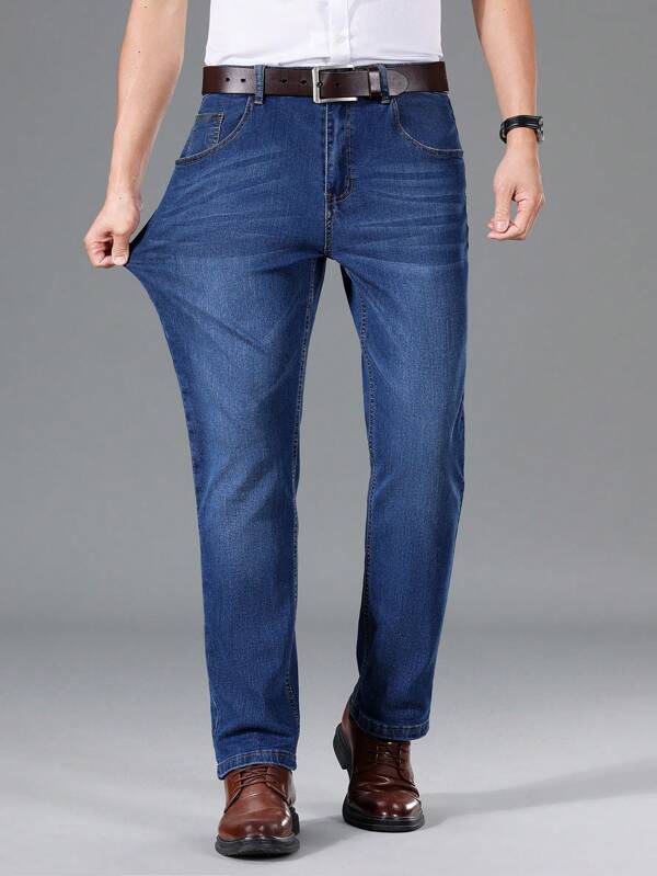 Manfinity Hypemode Men Slant Pocket Straight Leg Jeans Without Belt