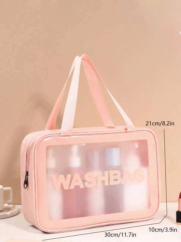 3pcs Letter Graphic Toiletry Bag Set PVC