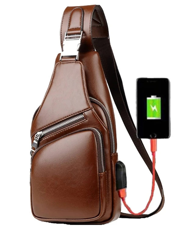 New chest bag Men's backpack Men's bag Small backpack casual leather bag single shoulder crossbody bag men's bag zipper