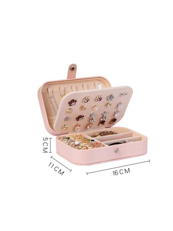 Baby Pink Make Up Bag Jewelry Storage Case Portable, Cosmetic Bag For Daily Dividers PU