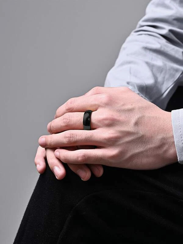 1pc Simple Glossy Minimalist Ring Arc Men's Ring Fashion Luxury Couple Gift Ring Stainless Steel for Jewelry Gift