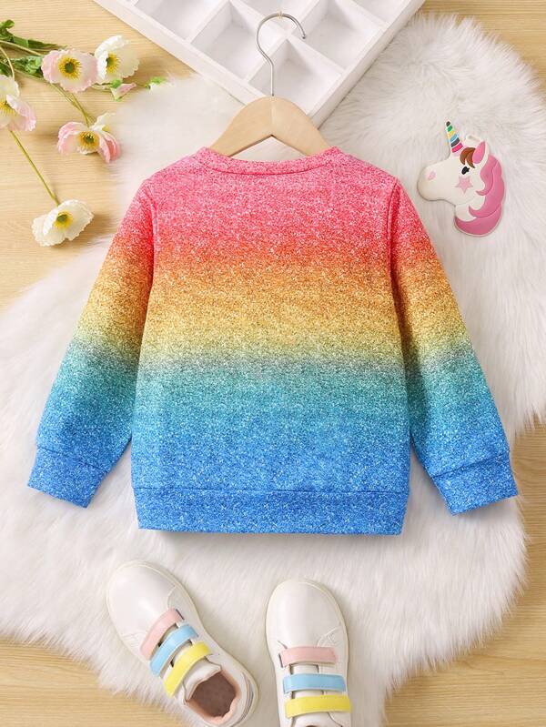 Young Girl Unicorn Print Ombre Sweatshirt