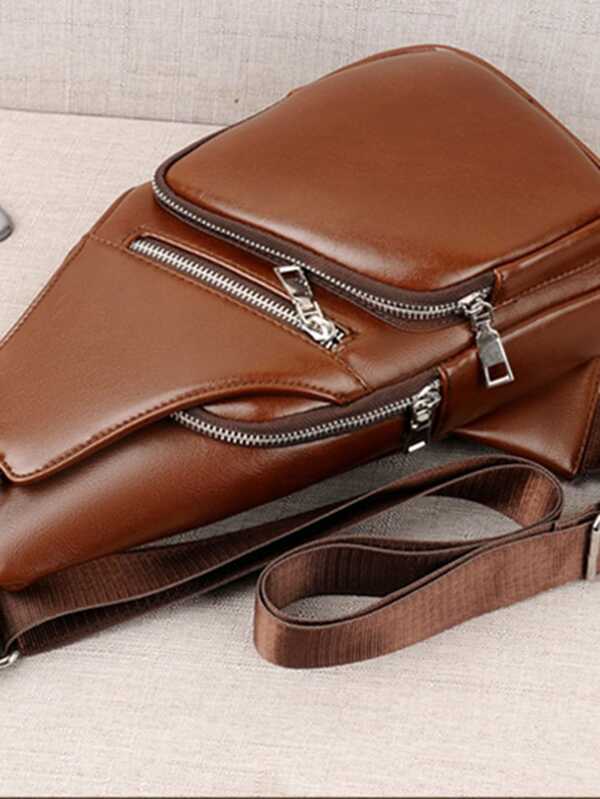 New chest bag Men's backpack Men's bag Small backpack casual leather bag single shoulder crossbody bag men's bag zipper