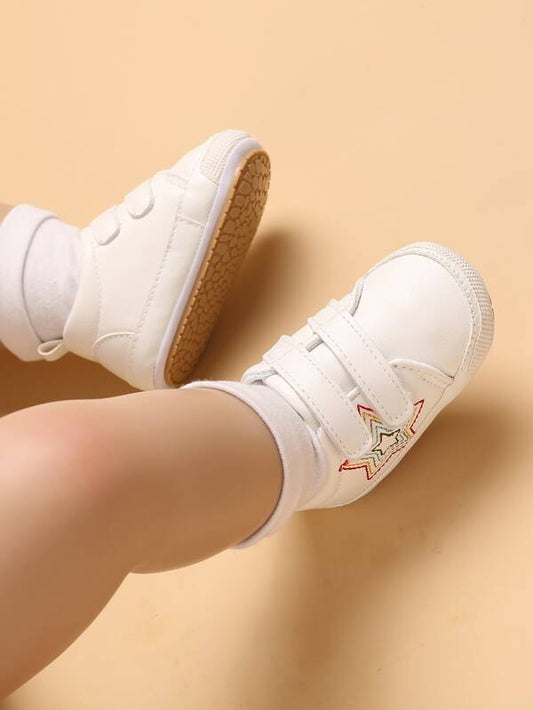 Baby Stars Pattern Hook-and-loop Fastener Strap Sneaker, Sporty Outdoor Sneakers