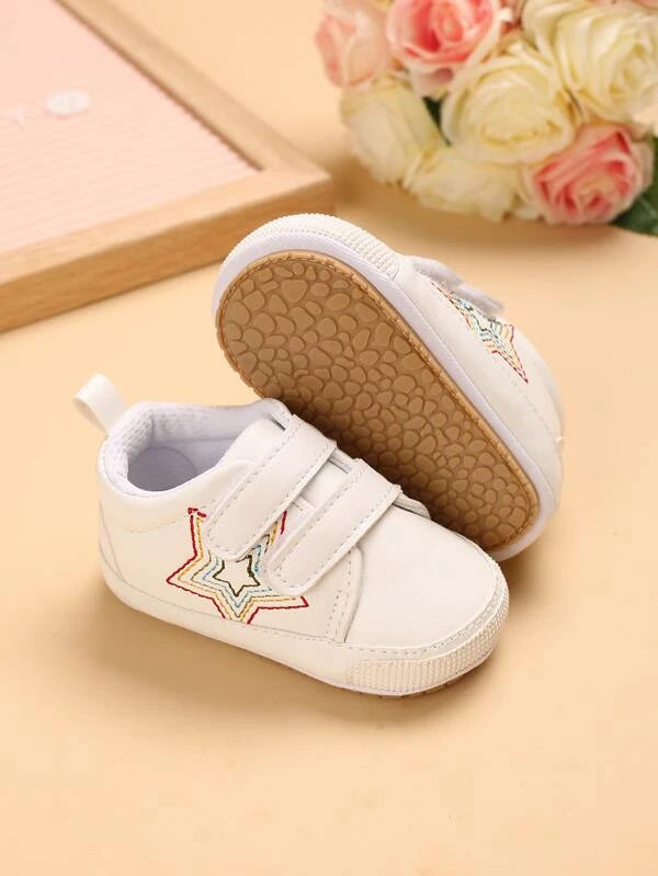 Baby Stars Pattern Hook-and-loop Fastener Strap Sneaker, Sporty Outdoor Sneakers