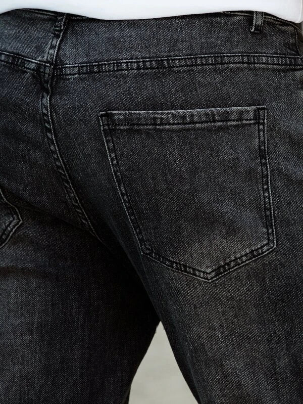 Men Slant Pocket Straight Leg Jeans