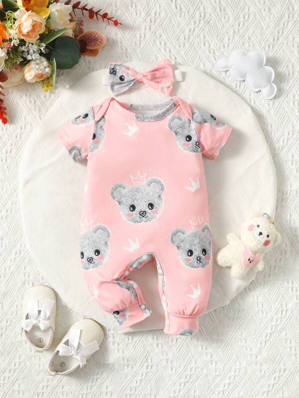 Baby Koala Print Jumpsuit & Headband