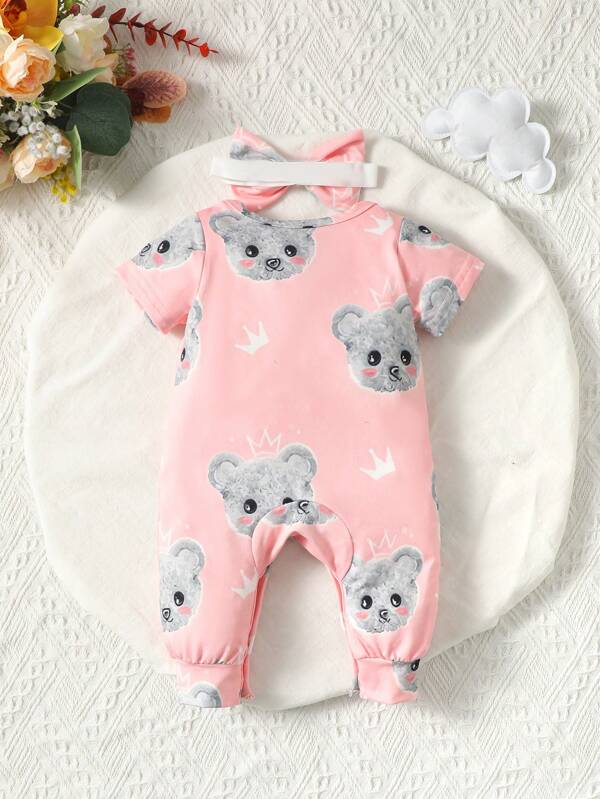 Baby Koala Print Jumpsuit & Headband