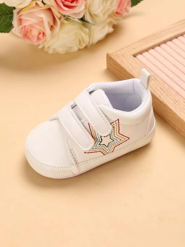 Baby Stars Pattern Hook-and-loop Fastener Strap Sneaker, Sporty Outdoor Sneakers