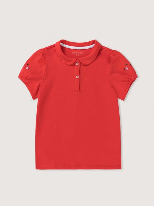Toddler Girls Cartoon Embroidery Polo Shirt