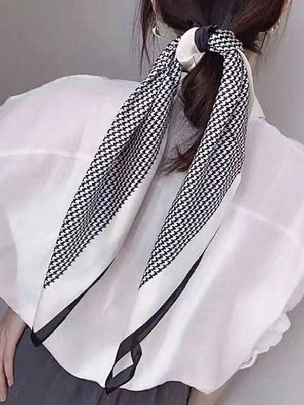 1pc Women Houndstooth Pattern Fashion Versatile Bandana, For Decoration