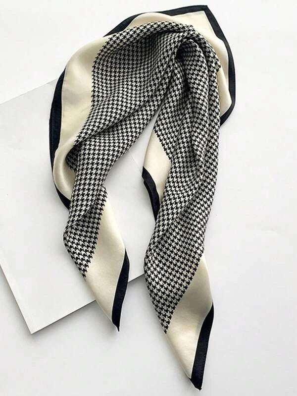 1pc Women Houndstooth Pattern Fashion Versatile Bandana, For Decoration