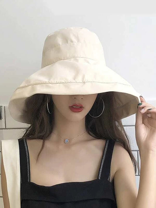 1pc Women Solid Wide Brim Casual Hat, For Outdoor