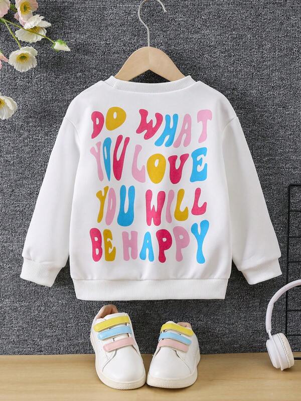 Young Girl Slogan Graphic Sweatshirt