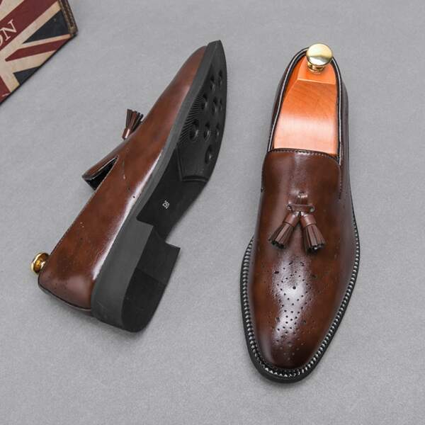 Men Tassel Decor Dress Loafers, Business Fashion Dress Shoes