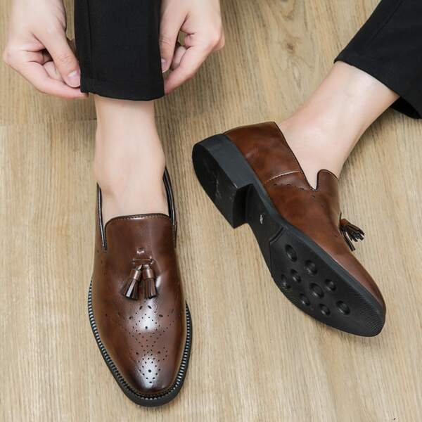 Men Tassel Decor Dress Loafers, Business Fashion Dress Shoes