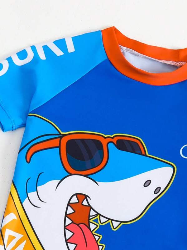 Toddler Boys Cartoon Graphic Beach Swimsuit