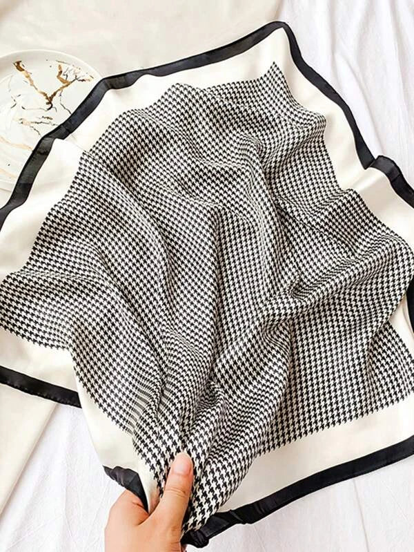 1pc Women Houndstooth Pattern Fashion Versatile Bandana, For Decoration