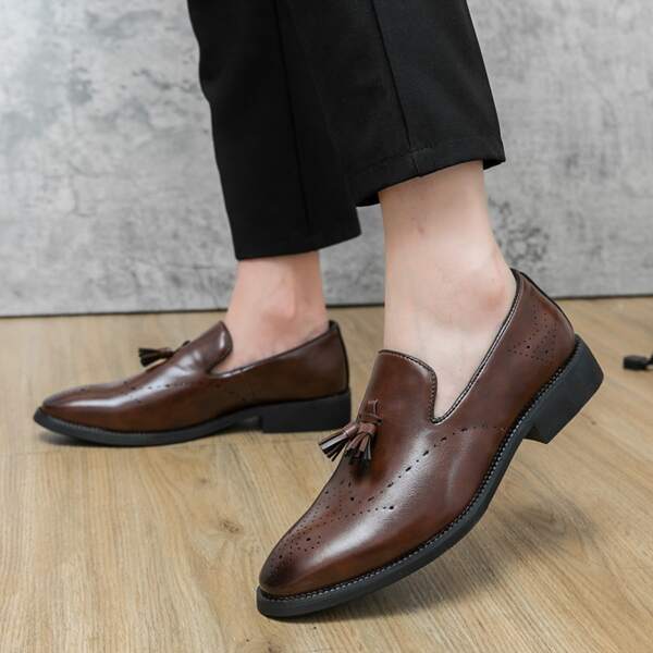 Men Tassel Decor Dress Loafers, Business Fashion Dress Shoes