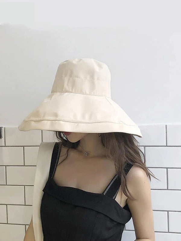 1pc Women Solid Wide Brim Casual Hat, For Outdoor