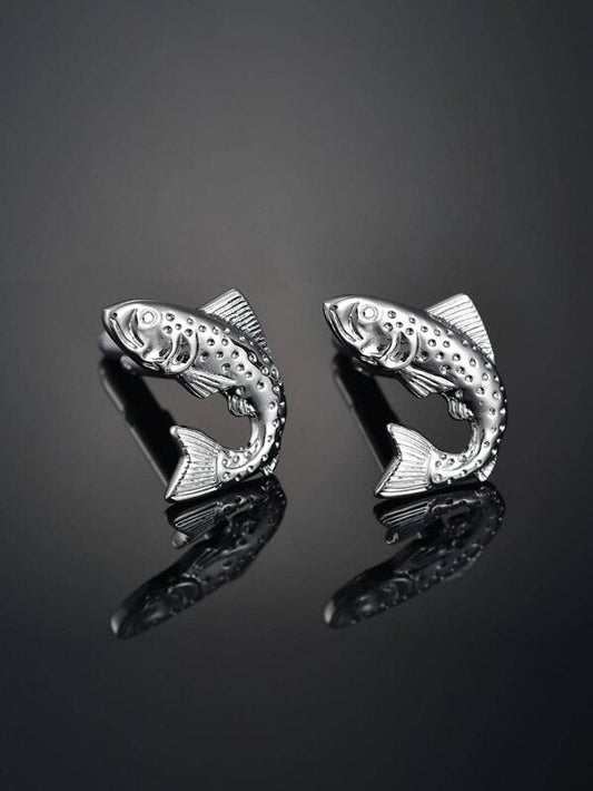 1pair Men's Atmospheric Fish Shaped Sleeve Cufflinks For High-end Classic Clothing Accessory Decoration