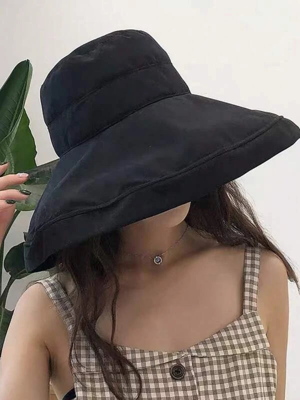 1pc Women Solid Wide Brim Casual Hat, For Outdoor