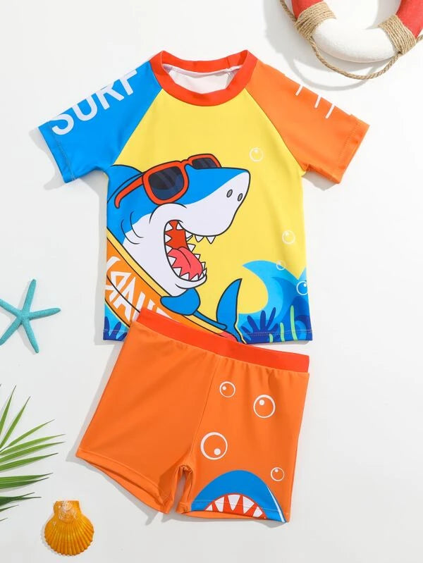 Toddler Boys Cartoon Graphic Beach Swimsuit