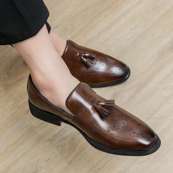 Men Tassel Decor Dress Loafers, Business Fashion Dress Shoes