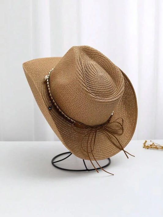 Bead Decor Straw Hat