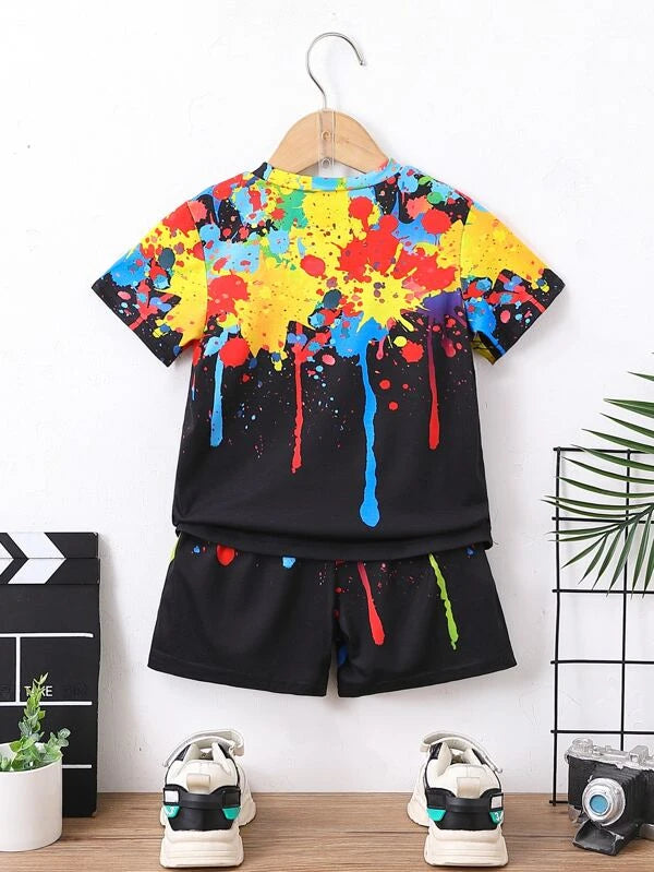 Toddler Boys Splash Ink Print Tee & Shorts