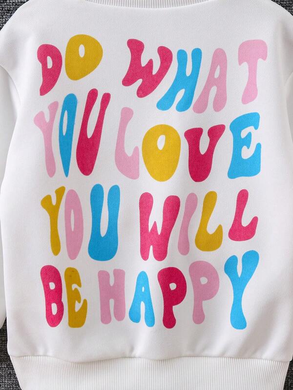 Young Girl Slogan Graphic Sweatshirt