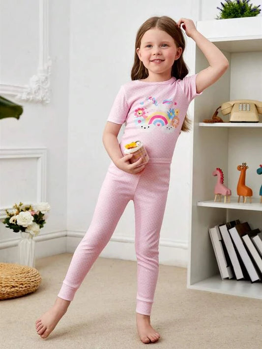 Toddler Girls Unicorn Print Snug Fit PJ Set