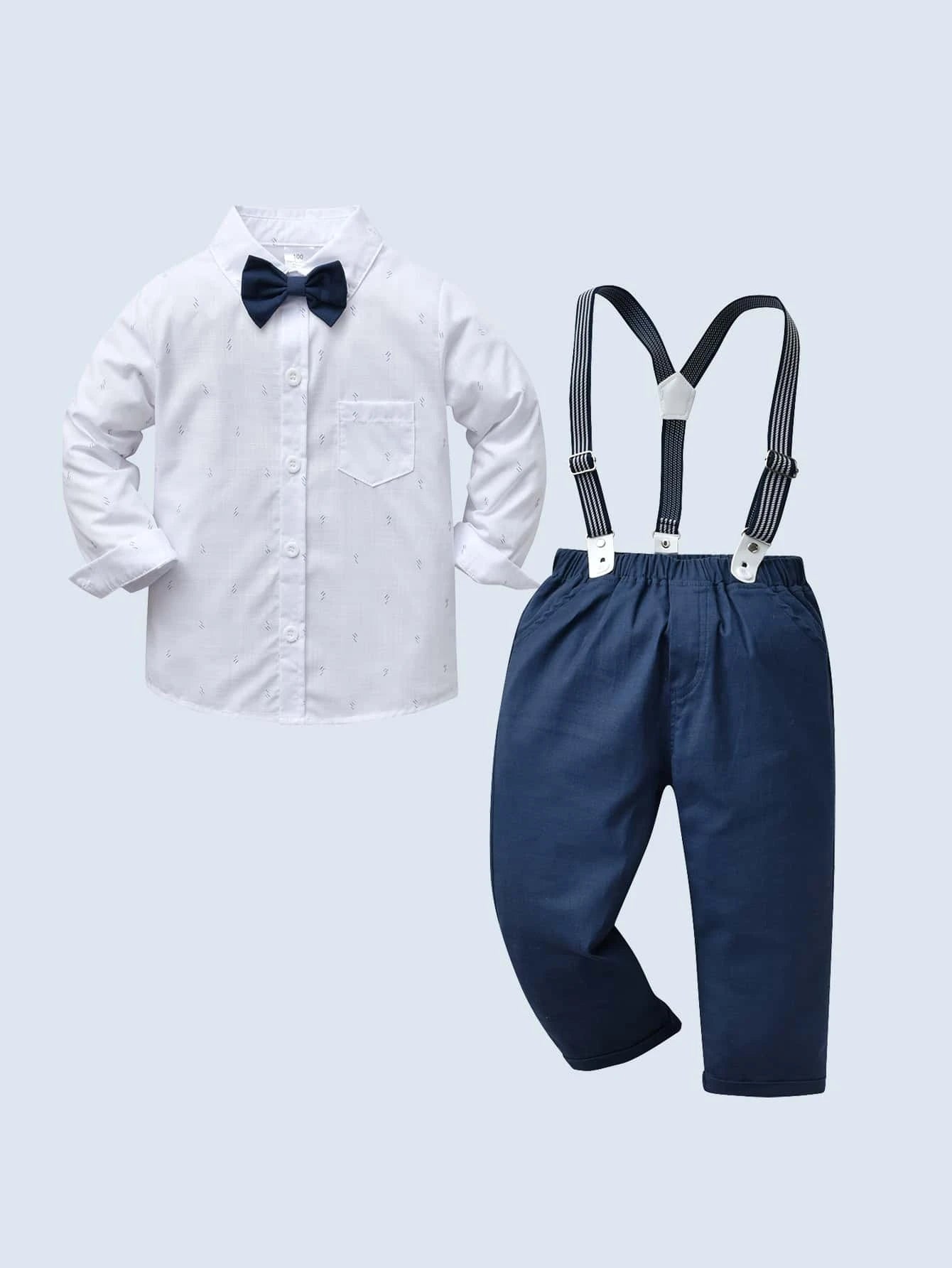 Baby Bow Front Shirt & Suspender Pants