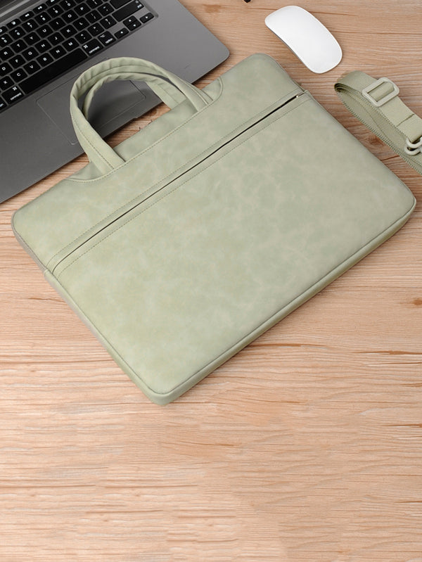 Blue Pu Vintage Multilayer Handheld Briefcase Suitable For 15.6 Inch Laptop For Men And Women, Fashionable And Popular