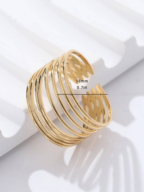 Bohemian Ring Hollow Vintage Stackable Ring Fashion Ring Gold Stainless Steel Fashionable Popular Jewelry Gift Party For Men