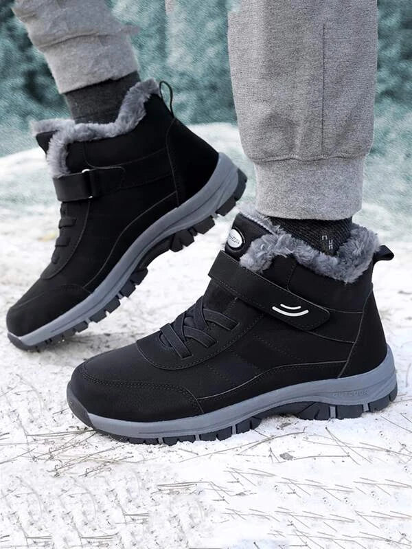 Men Letter Patch Decor Teddy Lined Snow Boots