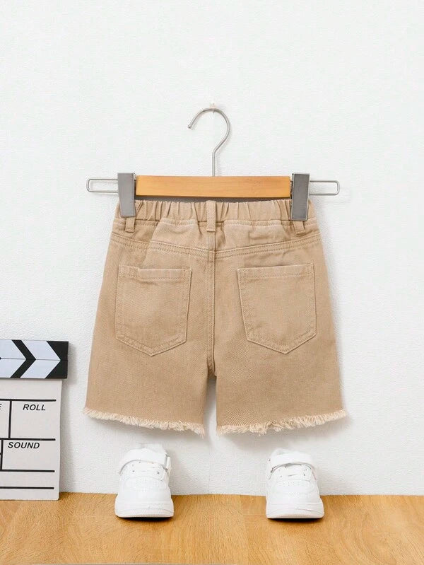 SHEIN Toddler Boys Ripped Raw Hem Denim Shorts