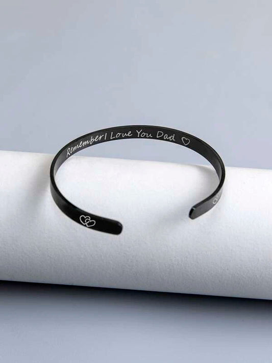 Fashionable and Popular Men Slogan Graphic Cuff Bracelet Stainless Steel for Jewelry Gift and for a Stylish Look